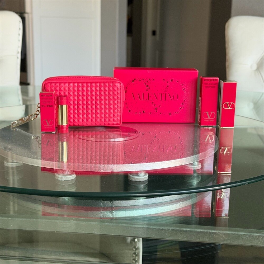 Valentino Rosso Lipstick Gift Set Satin 22R Matte 135R + Zip Pouch